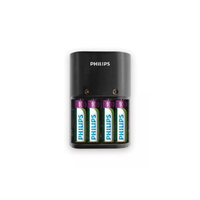 Chargeur de piles avec 4 piles AA - Philips SCB1490NB/12