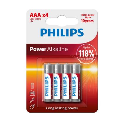 Image de Piles AAA LR03 - lot de 4 - Philips LR03P4B/10
