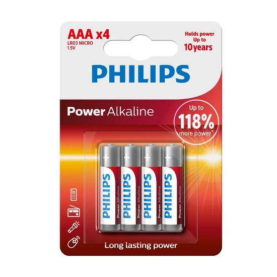 Image de Piles AAA LR03 - lot de 4 - Philips LR03P4B/10