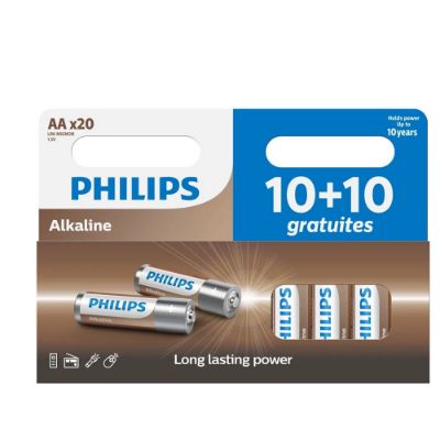 Piles AA LR6 - Philips LR6A20BP/10 - pack de 20