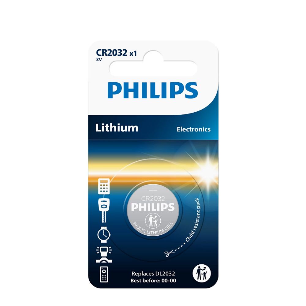 Pile bouton Philips Minicells CR2032/01B