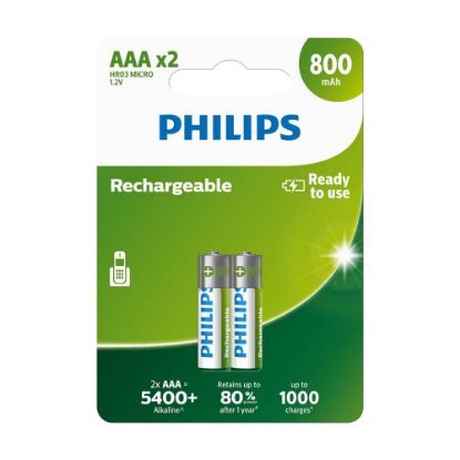 Image de Piles Rechargeables AAA - Philips R03B2A80/10 - lot de 2