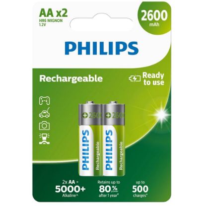 Image de Piles Rechargeables AA - Philips R6B2A260/10 - lot de 2
