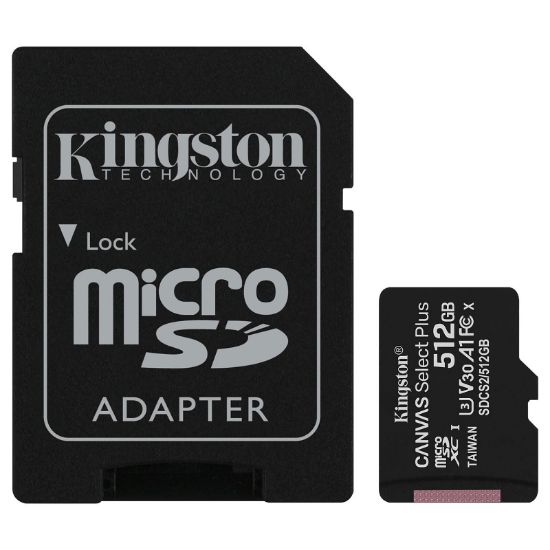 Connexion Connex microSD 512 Go – U3 / Class 10 – Vitesse R130 / W120