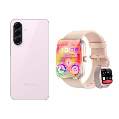 Afficher les détails pour Pack Golden Pink : Smartphone Samsung Galaxy A56 5G + Montre connectée BlackView R50 Image de Pack Golden Pink : Smartphone Samsung Galaxy A56 5G + Montre connectée BlackView R50