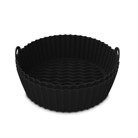 Moules silicone ronds ×2 – KitchenCook SILIRound2 – Noir – Réutilisables pour Air Fryer