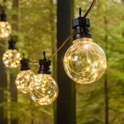 Guirlande guinguette vintage 5 m – 10 globes G80 micro-LED – blanc chaud – fil transparent