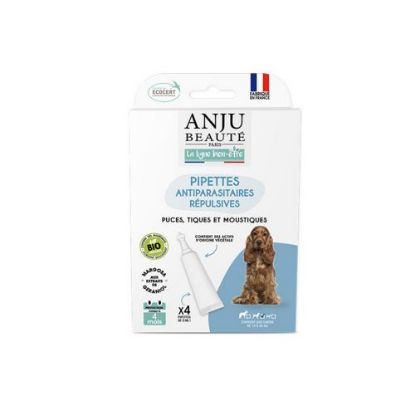 Pipettes antiparasitaires ANJU Beauté Insectifuge – Lot ×4 pour chiens 10 à 20 kg