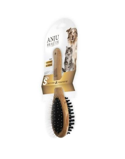Brosse Double « Anju Beauté » pour Chien & Chat – Accessoire toilettage double face