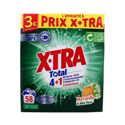 Lessive en poudre X-TRA Savon de Marseille & Aloe Vera – Format env. 3 kg