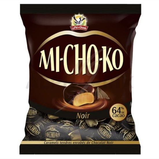 La Pie qui Chante – Michoko Noir – Bonbons caramel enrobés de chocolat noir 100 g