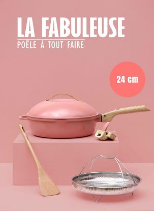 Cookut La Fabuleuse – Poêle à tout faire 24 cm – Coloris Canopée (pivoine) – Tous feux dont induction