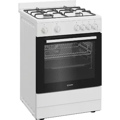 Cuisinière gaz Indesit I6G5KCW – 60 cm 4 foyers + four électrique 72 L