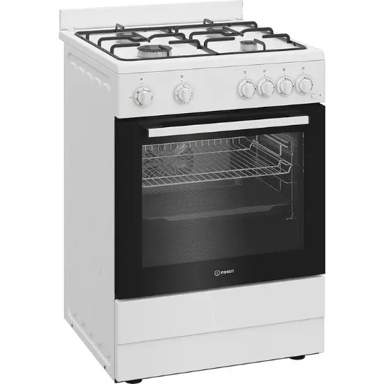 Cuisinière gaz Indesit I6G5KCW – 60 cm 4 foyers + four électrique 72 L