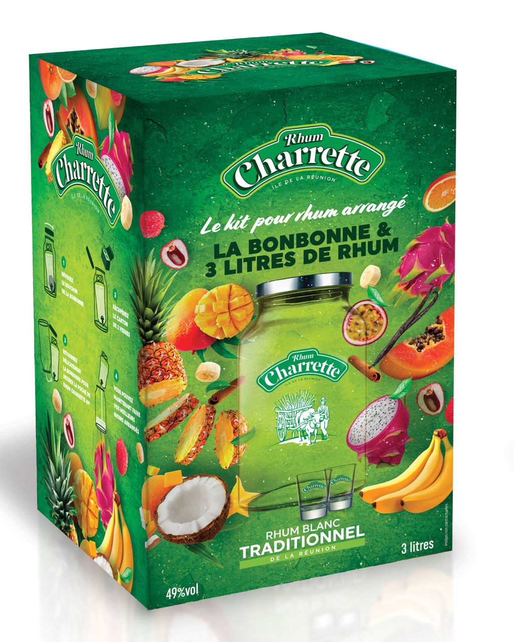 Kit pour rhum arrangé : Rhum Charrette traditionnel bonbonne arrangés ...