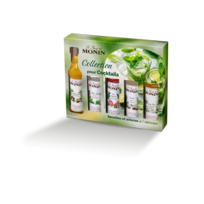 Coffret Sirops Monin "Les Incontournables du Cocktail" - 5x5cl - Passion, Coco, Mojito, Sureau, Fraise
