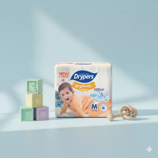 Couche Drypers DryPantz Pants – Taille M – Pack de 18 pcs - 8 Packs/CTN 