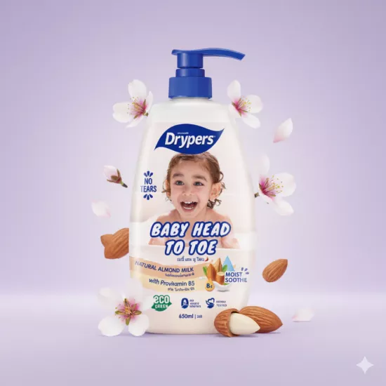 Gel douche - Soin Lavant Bébé Head to Toe - Lait d'Amande - Cheveux et Corps - 650ML