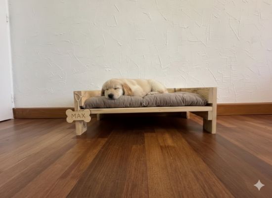 Panier pour Chien en Bois Artisanal TW - 80x45 cm