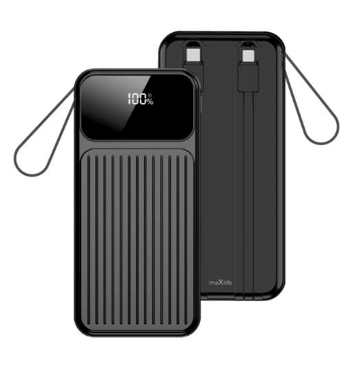 Batterie Externe 10000mAh avec Câbles Intégrés et Écran LCD | MaxLife