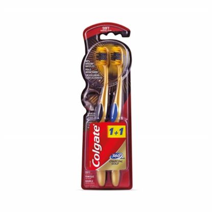 Lot de 2 Brosses à Dents Colgate 360 Charcoal Gold | Souple