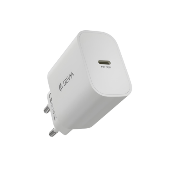 Chargeur Secteur Ultra Rapide Devia GaN 30W | USB-C Power Delivery (PD) - Blanc