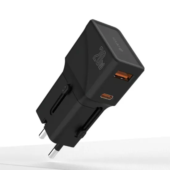 Chargeur Mini Devia Global Multi-Function 20W | USB-C PD & USB-A QC 3.0 - Blanc