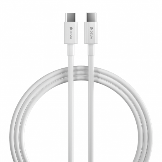 Câble USB-C vers USB-C Devia Smart Series | 60W Power Delivery, 3A, 2m - Blanc