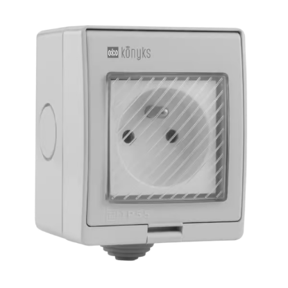 Konyks PLUVIOSE FR | Prise Extérieure Connectée Wi-Fi & Bluetooth avec Compteur, Étanche IP55