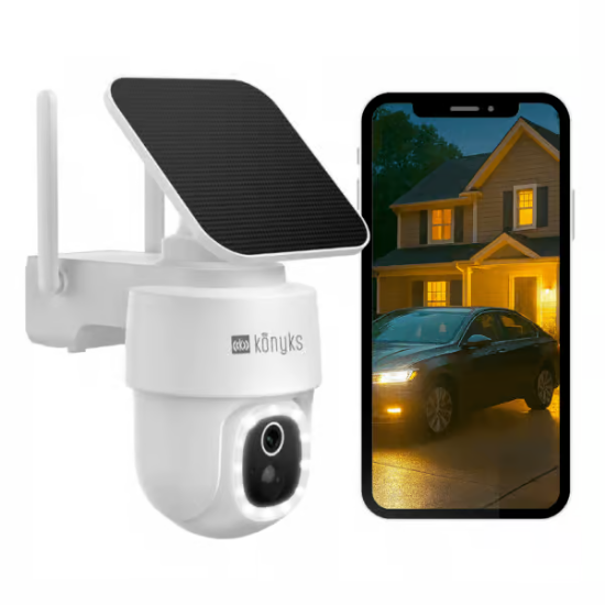 Konyks Camini Air S360 | Caméra Extérieure Motorisée Wi-Fi sur Batterie + Panneau Solaire