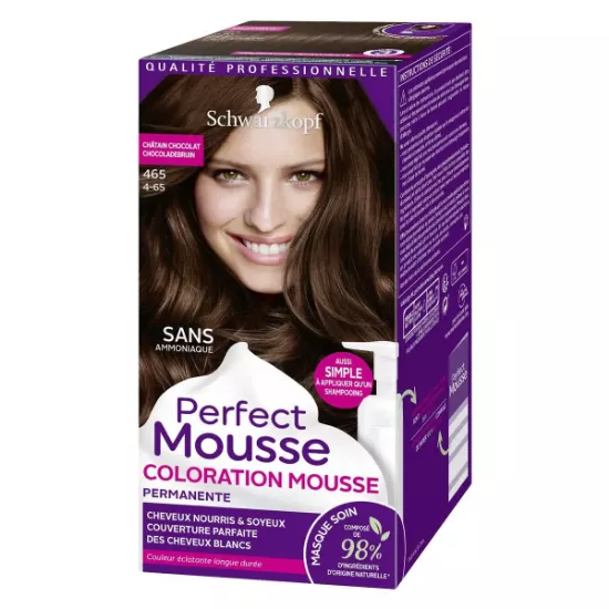 Coloration Schwarzkopf Perfect Mousse | 465 Châtain Chocolat - Lot de 2 (Sans Ammoniaque)