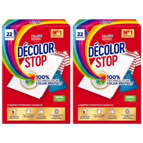 Décolor Stop Lingettes Anti-Décoloration | Lot de 2 x 22 Lingettes (Maxi Format)