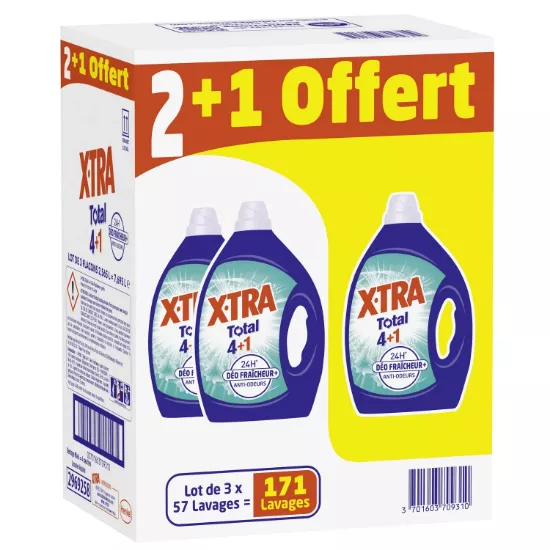 Lessive Liquide X-TRA Total Fraîcheur et Givré | Lot de 3 (171 Lavages)