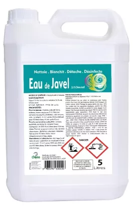 Eau de Javel 2,6% | Bidon Économique de 5 Litres - Nettoie, Désinfecte et Détache