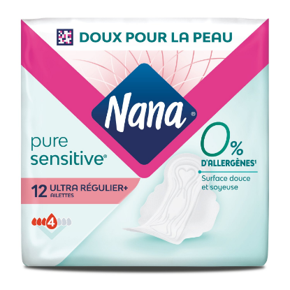 Serviettes Hygiéniques Nana Pure Sensitive Ultra Régulier sans Ailettes | Paquet de 14