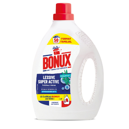 Lessive Liquide Bonux Fraîcheur au Bicarbonate | Peaux Sensibles - 50 Lavages