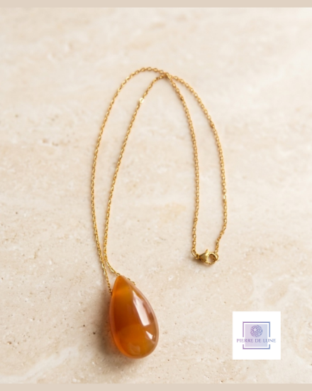 Image de Collier acier inoxydable et cornaline