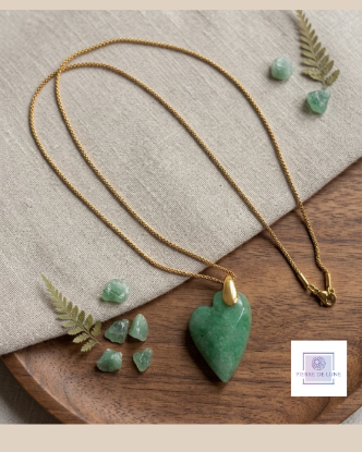Image de Sautoir pendentif aventurine forme coeur facetté