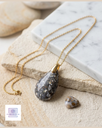 Picture of Collier acier inoxydable et agate océan