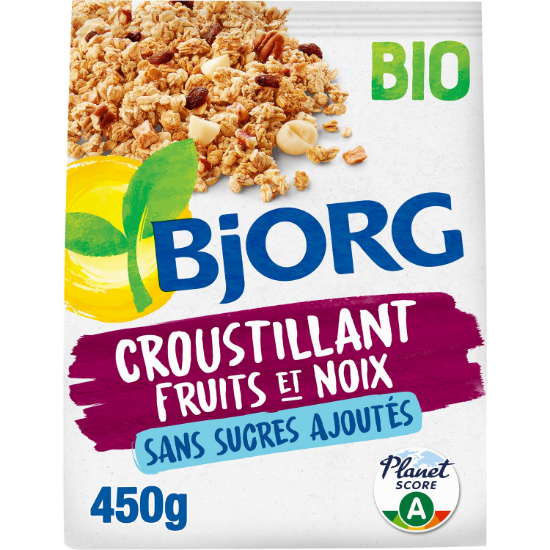 Croustillant Fruits et Noix Bio Bjorg | Muesli Croustillant Petit-Déjeuner