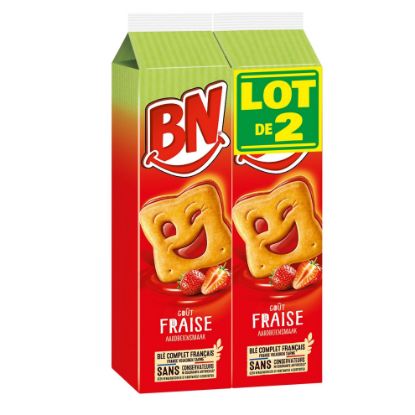 Biscuits Fourrés Goût Fraise Goûter BN | Lot de 2 (2 x 285g)