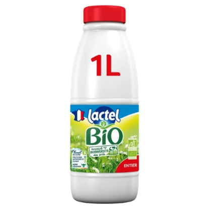 Lait Entier UHT Bio Lactel | 100% Français - Bouteille 1L