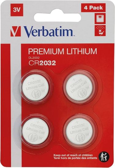 Pile Bouton Lithium CR2032 3V Verbatim | Pack de 4