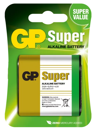 Pile Alcaline 4.5V 3LR12 / 312A GP Super - Pack de 1