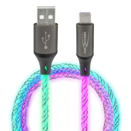 Image de CABLE USBA USBC 60W 100 CM TRANSLUCIDE MULTICOLORE ANSMANN