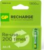 Piles Rechargeables AA GP ReCharge 1300 mAh - Pack de 4