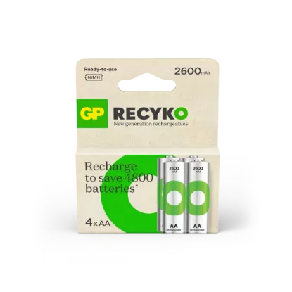 4 piles rechargeables GP Recyko AA 2600mAh