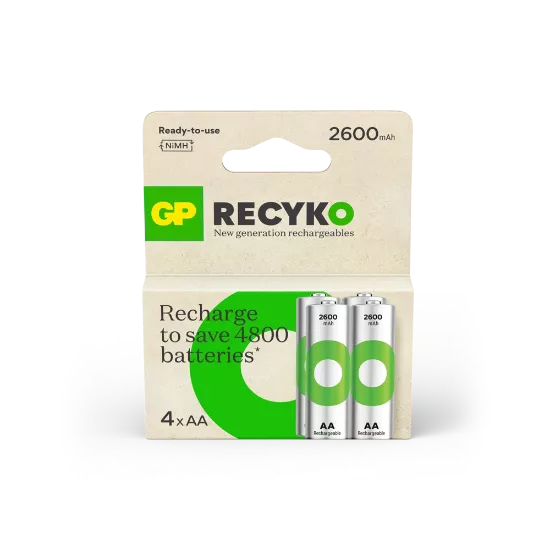 4 piles rechargeables GP Recyko AA 2600mAh