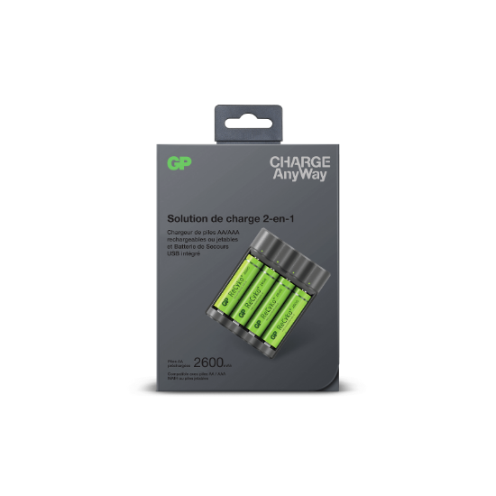 Chargeur de Piles et Batterie Externe GP Charge AnyWay GPX411