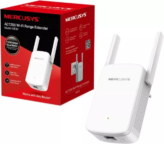 Répéteur Wi-Fi Mercusys ME30 AC1200 Bi-bande - Prolongateur de portée (2,4 & 5 GHz)